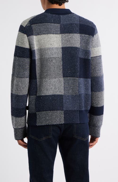 Ps By Paul Smith Navy Tonal Patchwork Zip-through Cardigan Blue In Blue