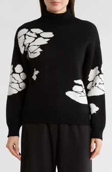 Ellen Tracy Floral Turtleneck Sweater