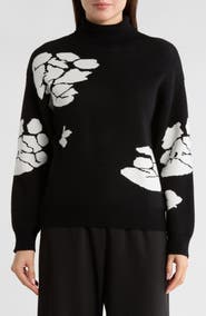 Ellen Tracy Floral Turtleneck Sweater