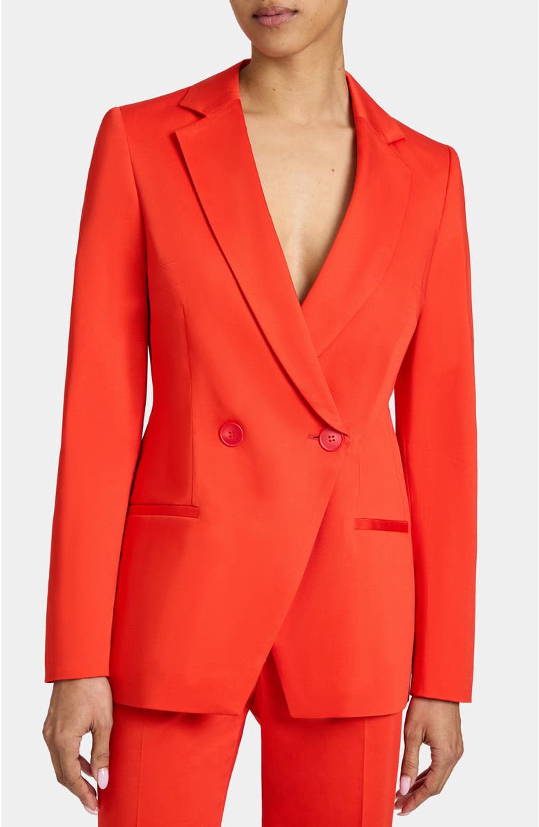 Santorelli ROWAN Double Breasted Two-Button Jacket in Stretch Cotton, Main, color, Poppy
