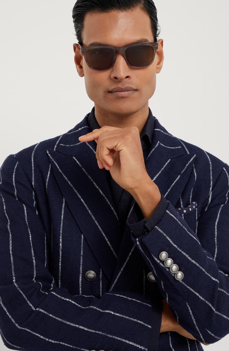 Brunello Cucinelli Chalk stripe deconstructed blazer, Alternate, color,