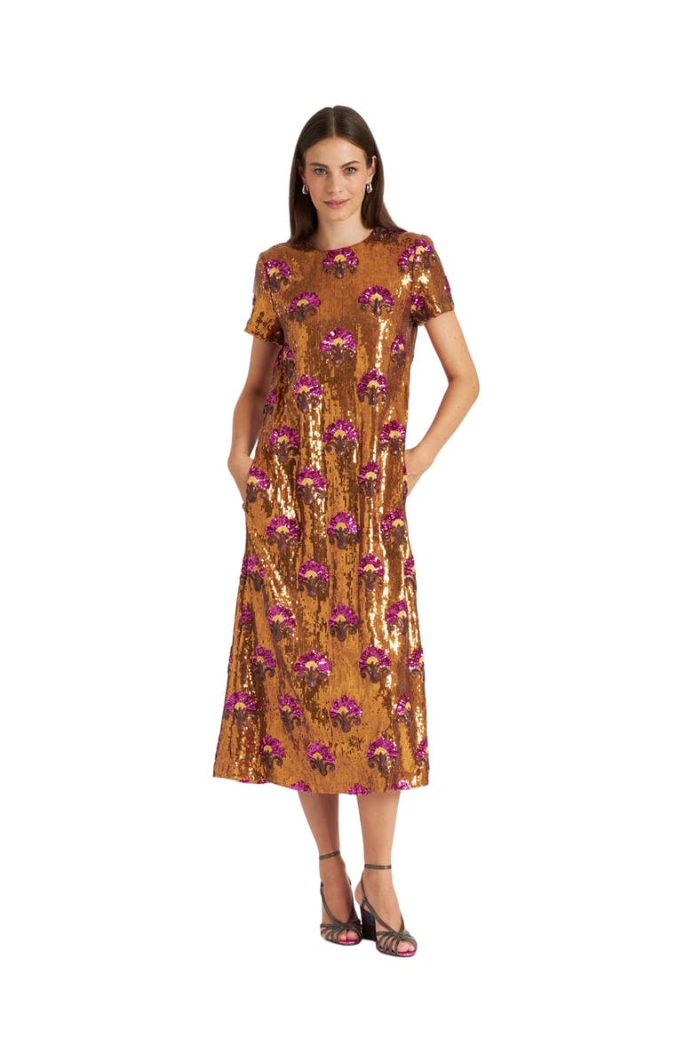 La DoubleJ Super Swing Dress Textured Sequins Rust, Main, color, Textured Sequins Rust