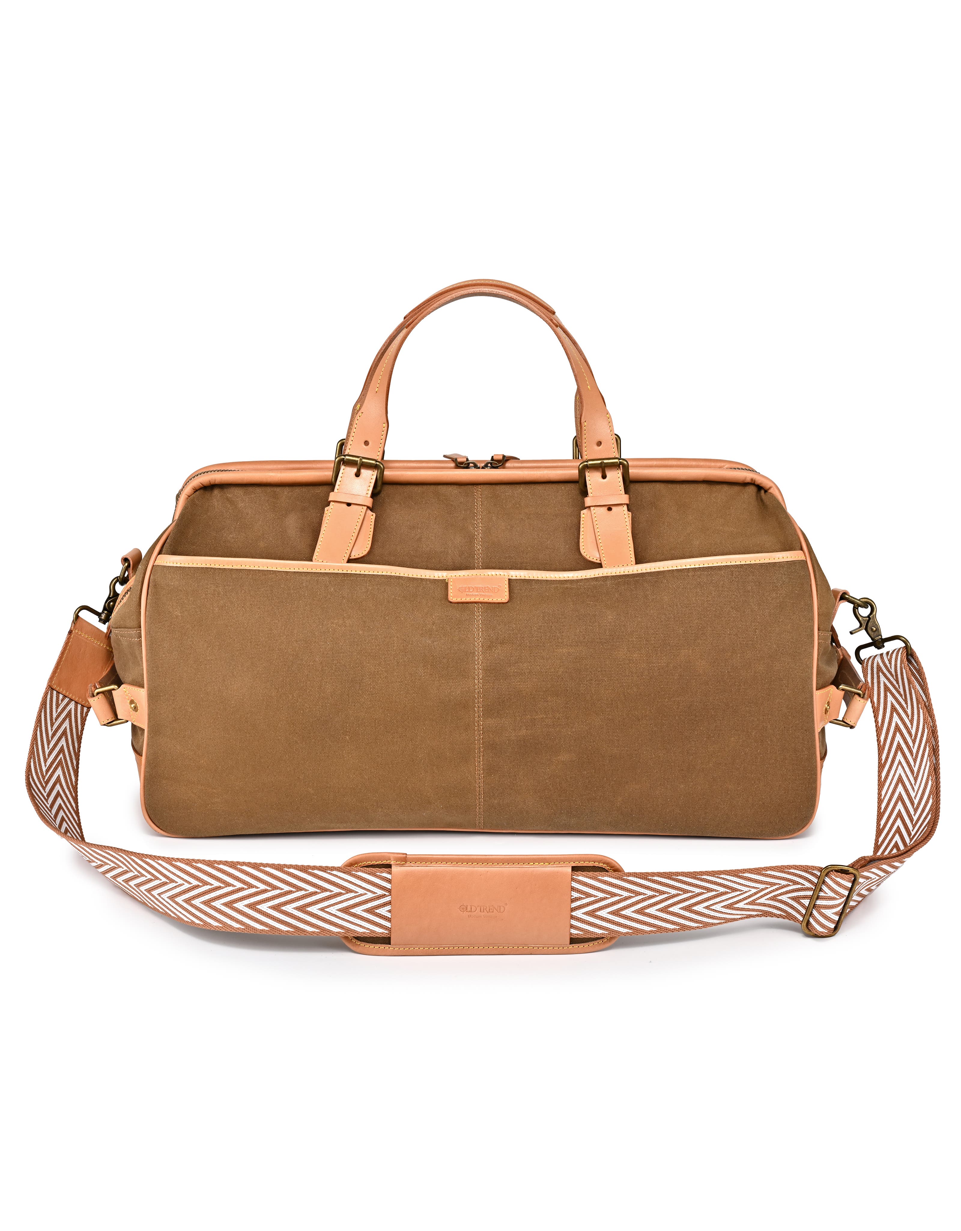Speedwell Genuine Leather Waxed Canvas Travel Duffel, Alternate, color, Camel