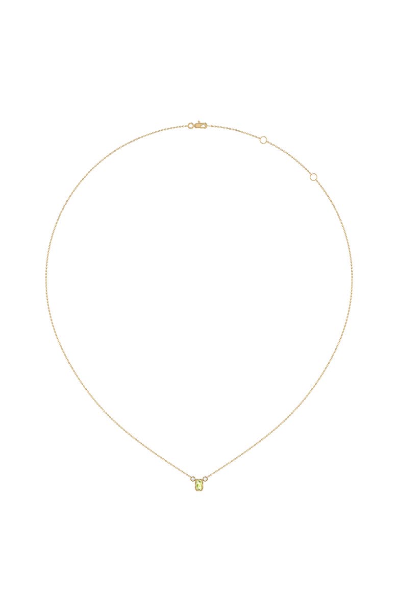 LuvMyJewelry Emerald Cut Peridot & Diamond 14K Gold Birthstone Necklace, Alternate, color, Yellow Gold
