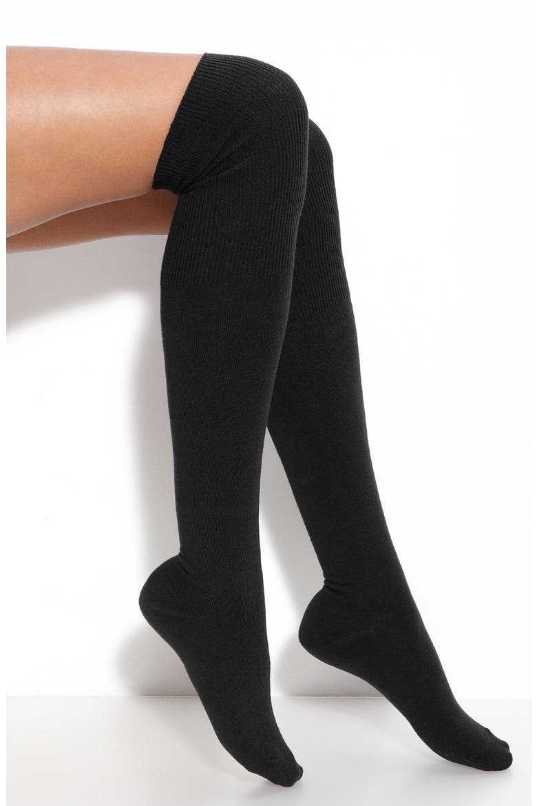 Ribbed Over the Knee Socks, Main, color, BLACK