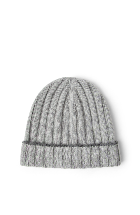 Cashmere rib knit beanie
