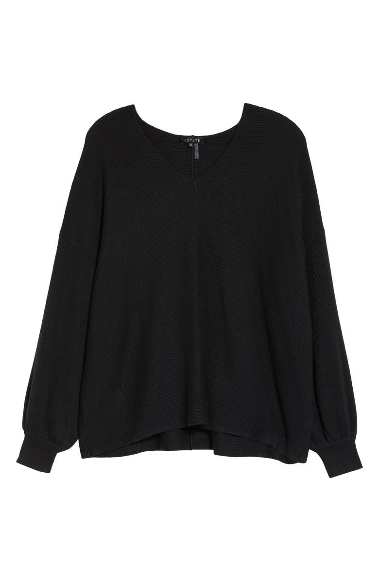 1.STATE Rib V-Neck Blouson Sleeve Sweater, Alternate, color,