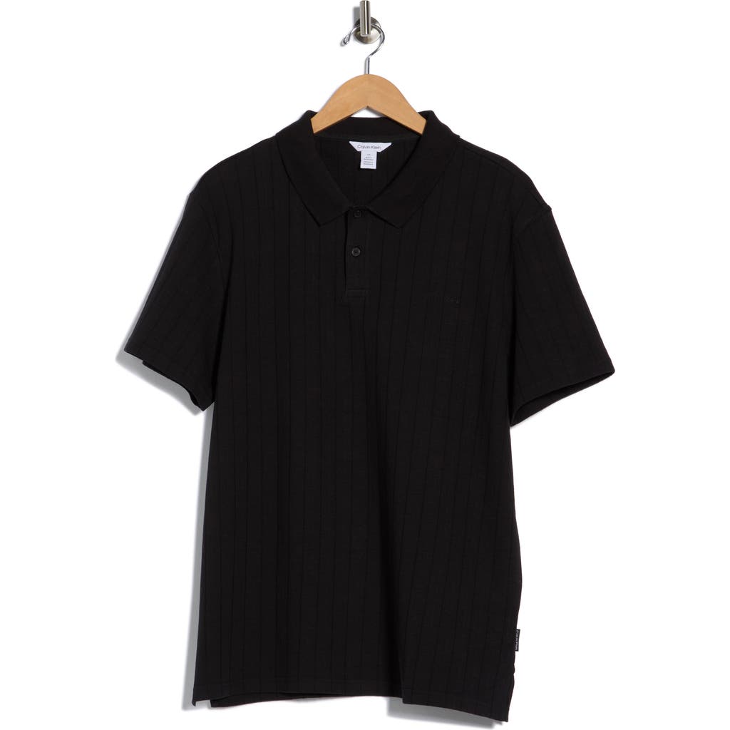 Calvin Klein Textured Knit Polo In Black
