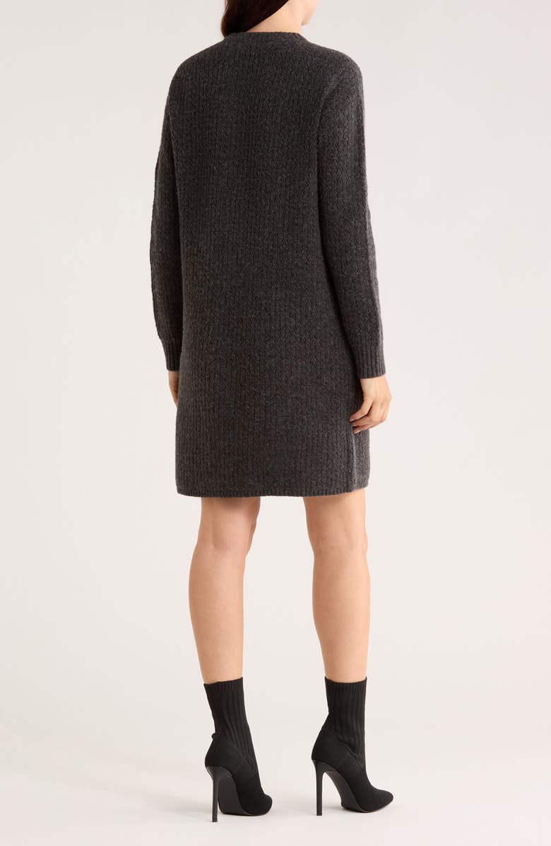 NORDSTROM RACK Textured Stitch Long Sleeve Sweater Dress, Alternate, color, Grey Dark Charcoal Heather