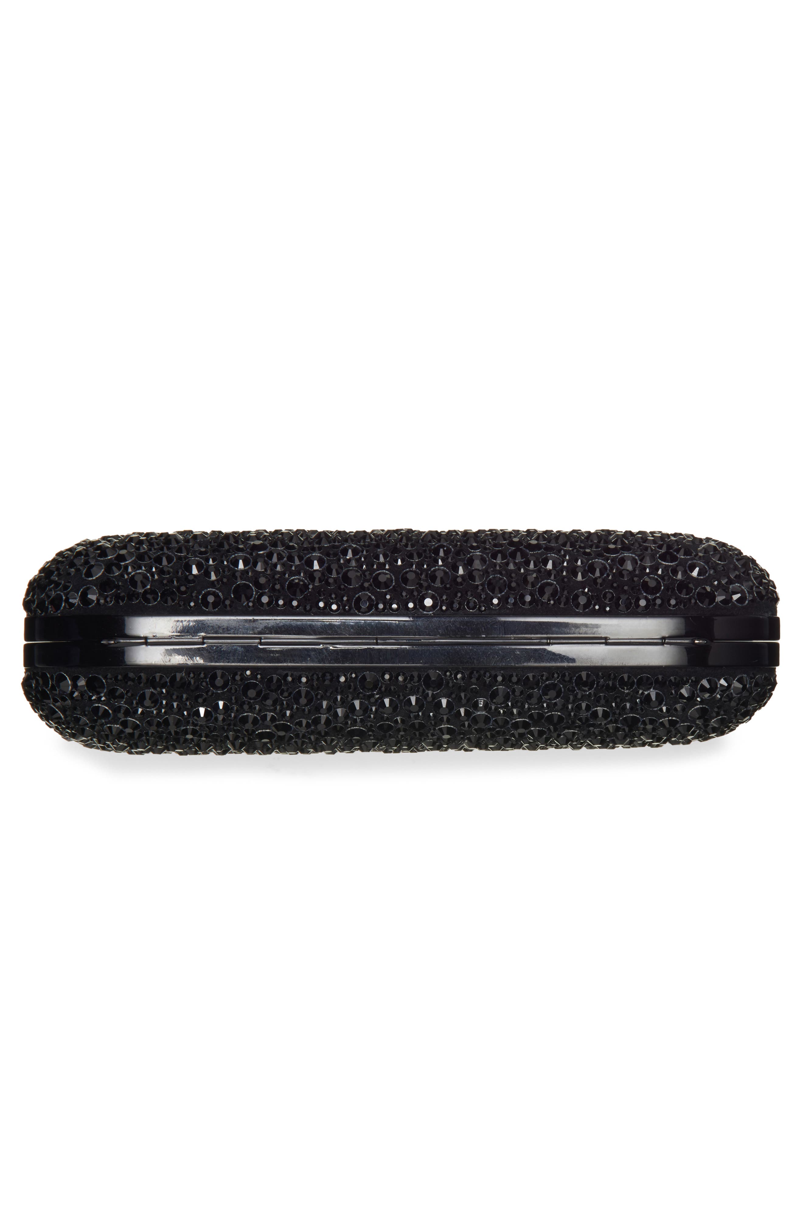 McQueen Skull Crystal Embellished Four-Ring Box Clutch, Alternate, color, Black/Black