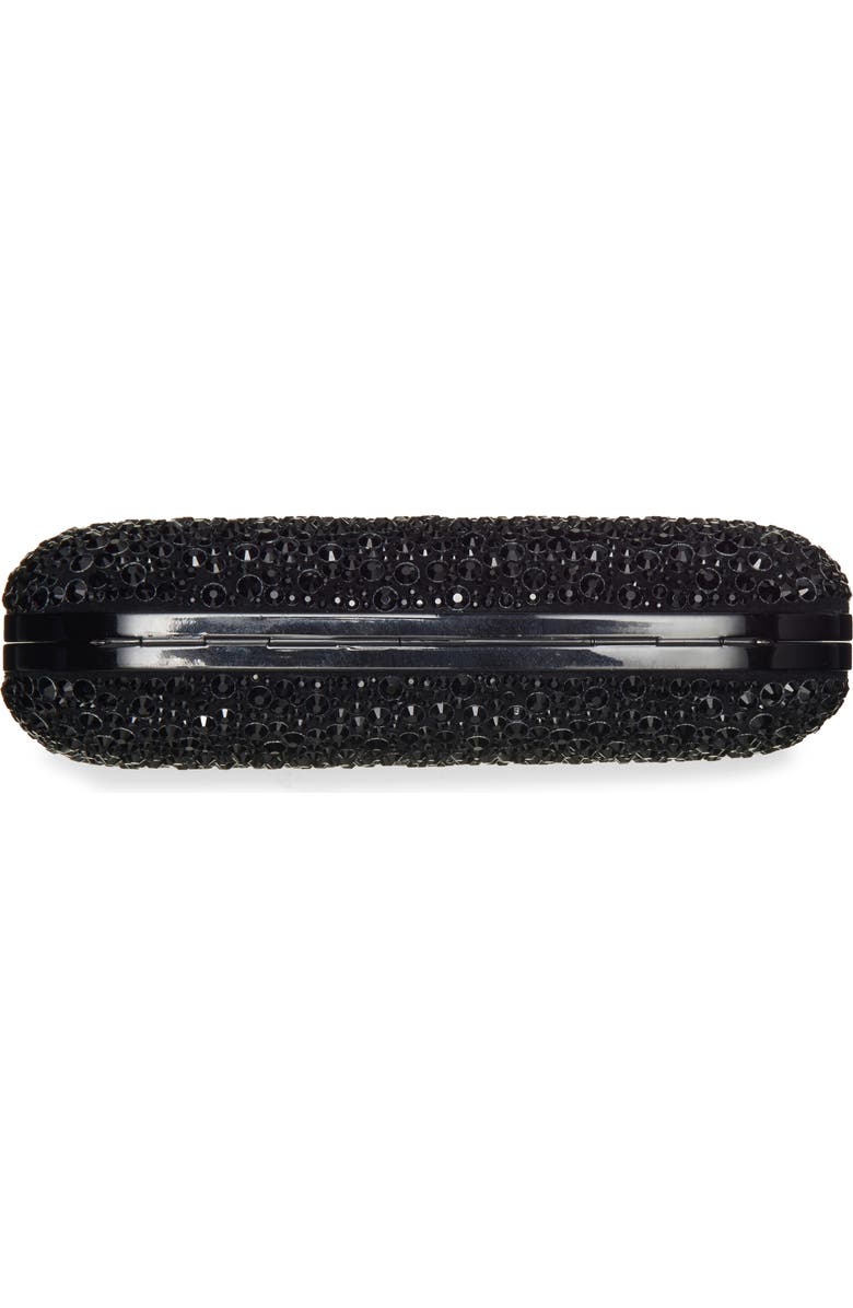 McQueen Skull Crystal Embellished Four-Ring Box Clutch, Alternate, color, Black/Black