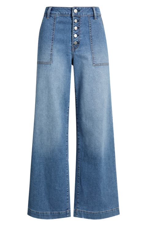Utility Mid Rise Wide Leg Jeans