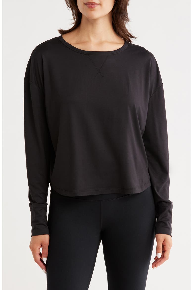 Aura Lite Long Sleeve T-Shirt, Main, color, BLACK