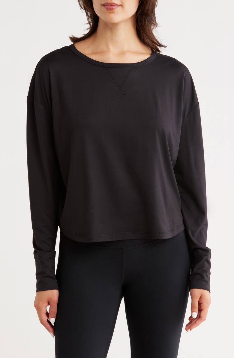 Z by Zella Aura Lite Long Sleeve T-Shirt, Main, color, Black