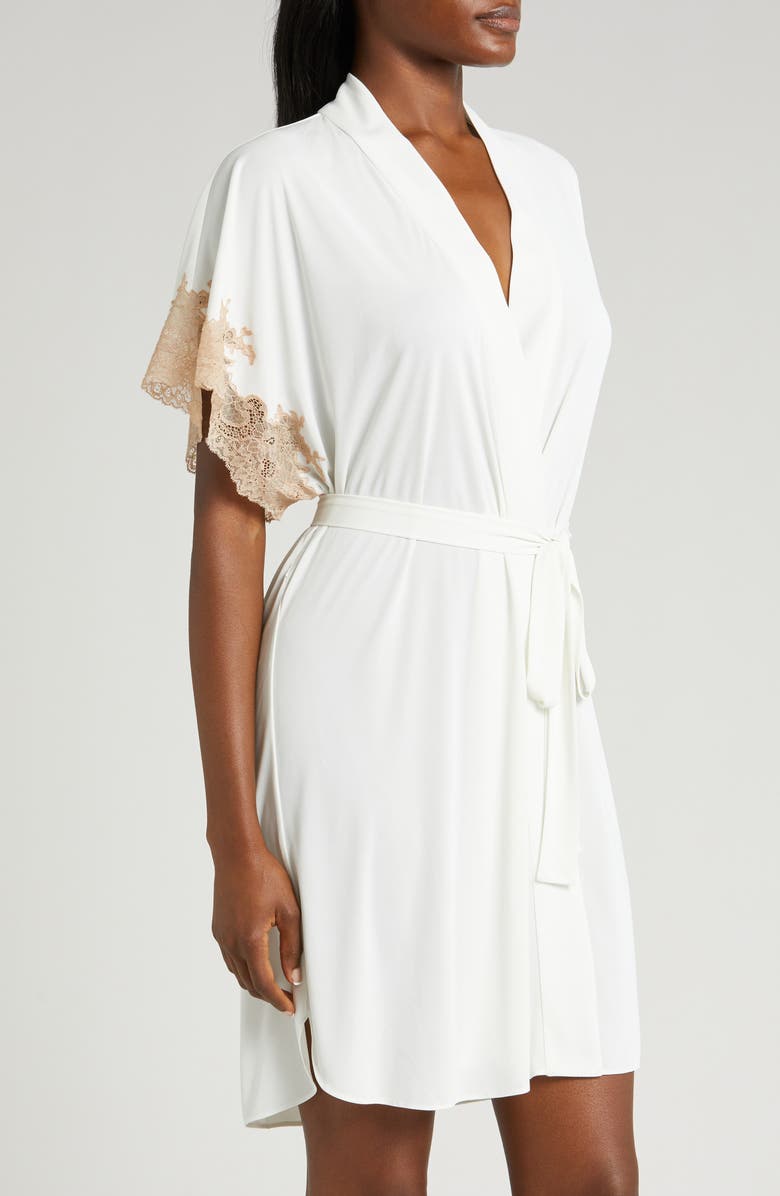 Natori Thalia Lace Appliqué Short Sleeve Robe, Alternate, color, 