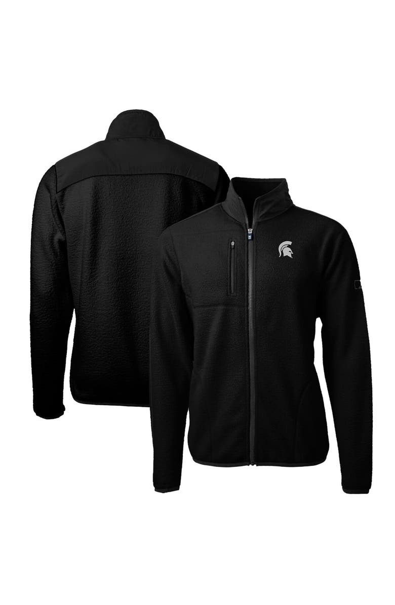 Cutter & Buck Men's Cutter & Buck Black Michigan State Spartans Big & Tall Cascade Eco Sherpa Fleece Full-Zip Jacket, Main, color, 
