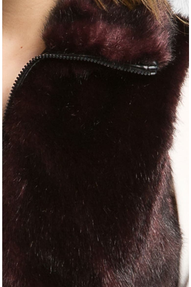 Reversible Faux Fur Vest, Alternate, color, MERLOT