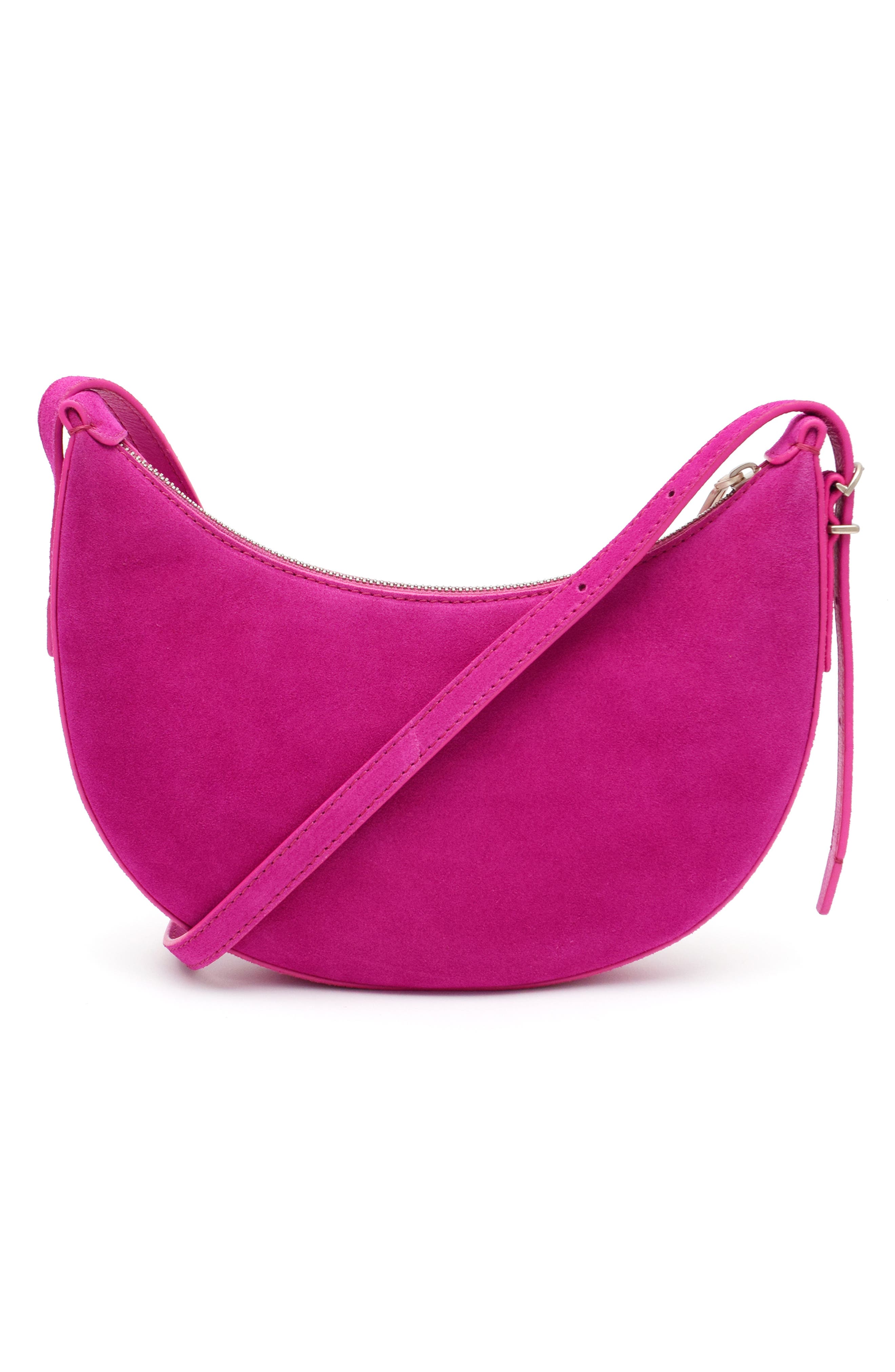New Amsterdam Leatherworks Silas Suede Crossbody Bag, Alternate, color, Hot Fuchsia