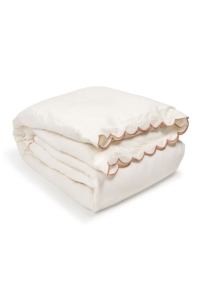 Kelly Linen Duvet Cover, Main, color, CREAM/ TERRA COTTA