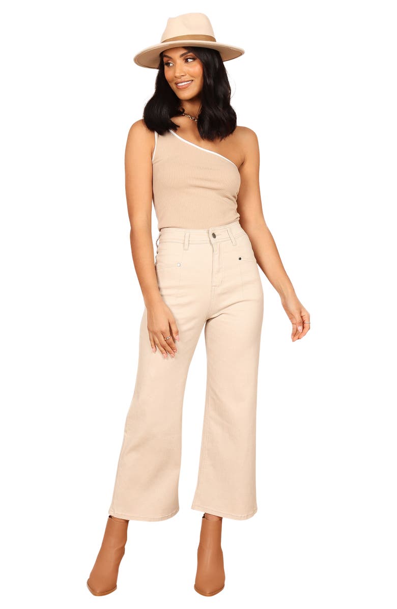 Petal & Pup Georgette High Waist Bootcut Pants, Alternate, color, Beige