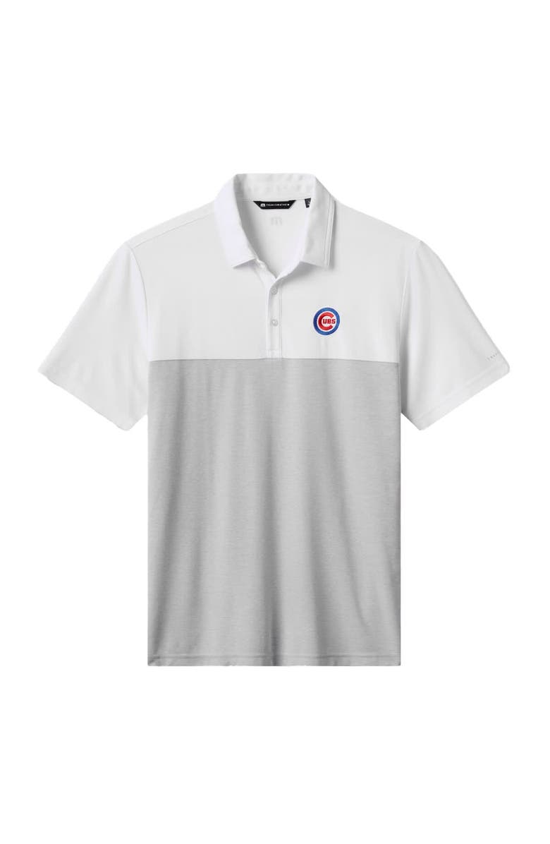 TravisMathew Men's TravisMathew White/Gray Chicago Cubs Home Run Leader Tri-Blend Polo, Alternate, color, White