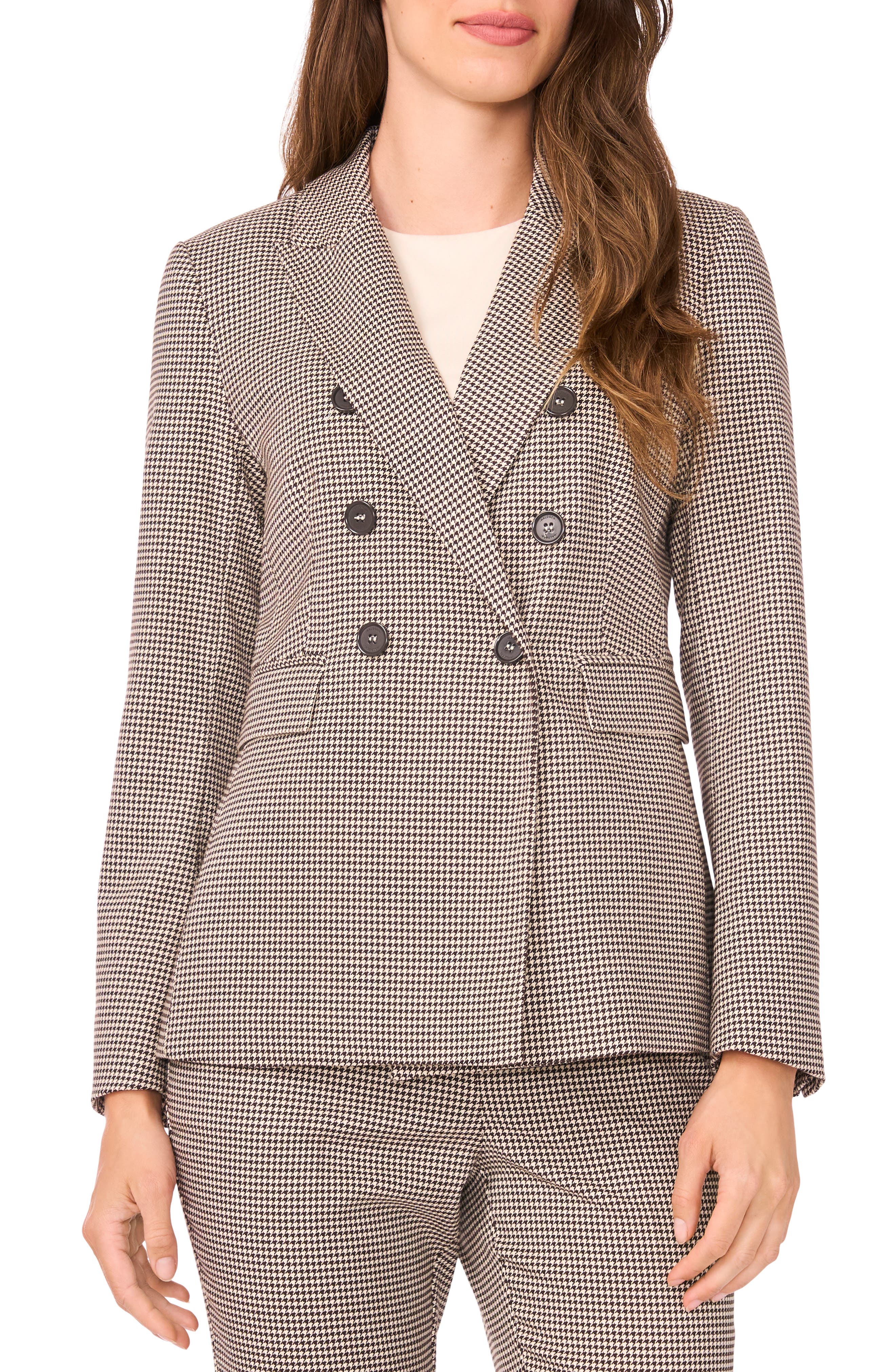 Halogen® Double Breasted Houndstooth Blazer