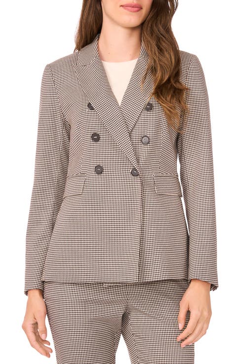 Double Breasted Houndstooth Blazer