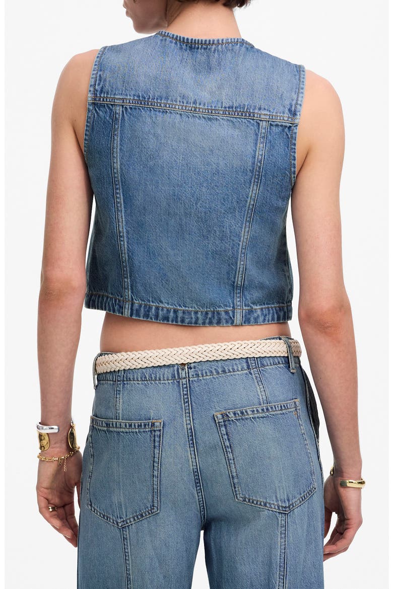 Crop Denim Vest, Alternate, color, ROBERTSON WASH