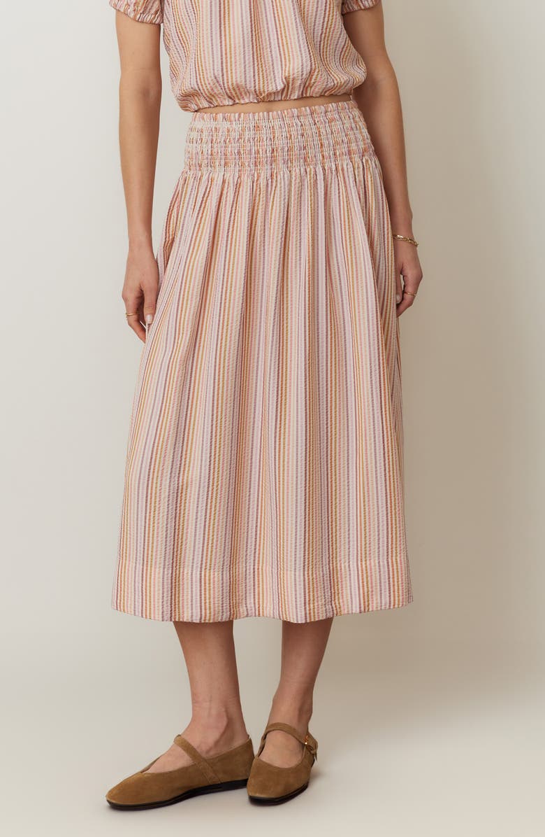 Marine Layer Bea Seersucker Midi Skirt, Main, color, 