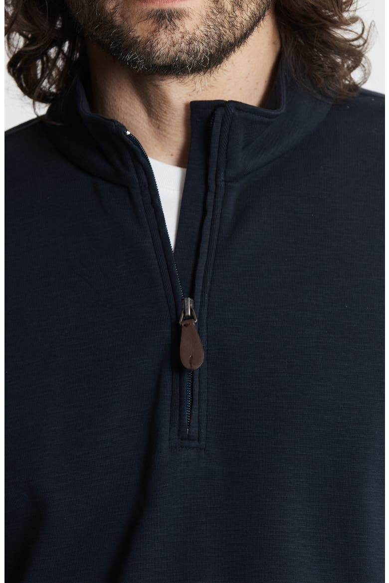 Stretch Slub Cotton Quarter Zip Pullover, Alternate, color, NAVY