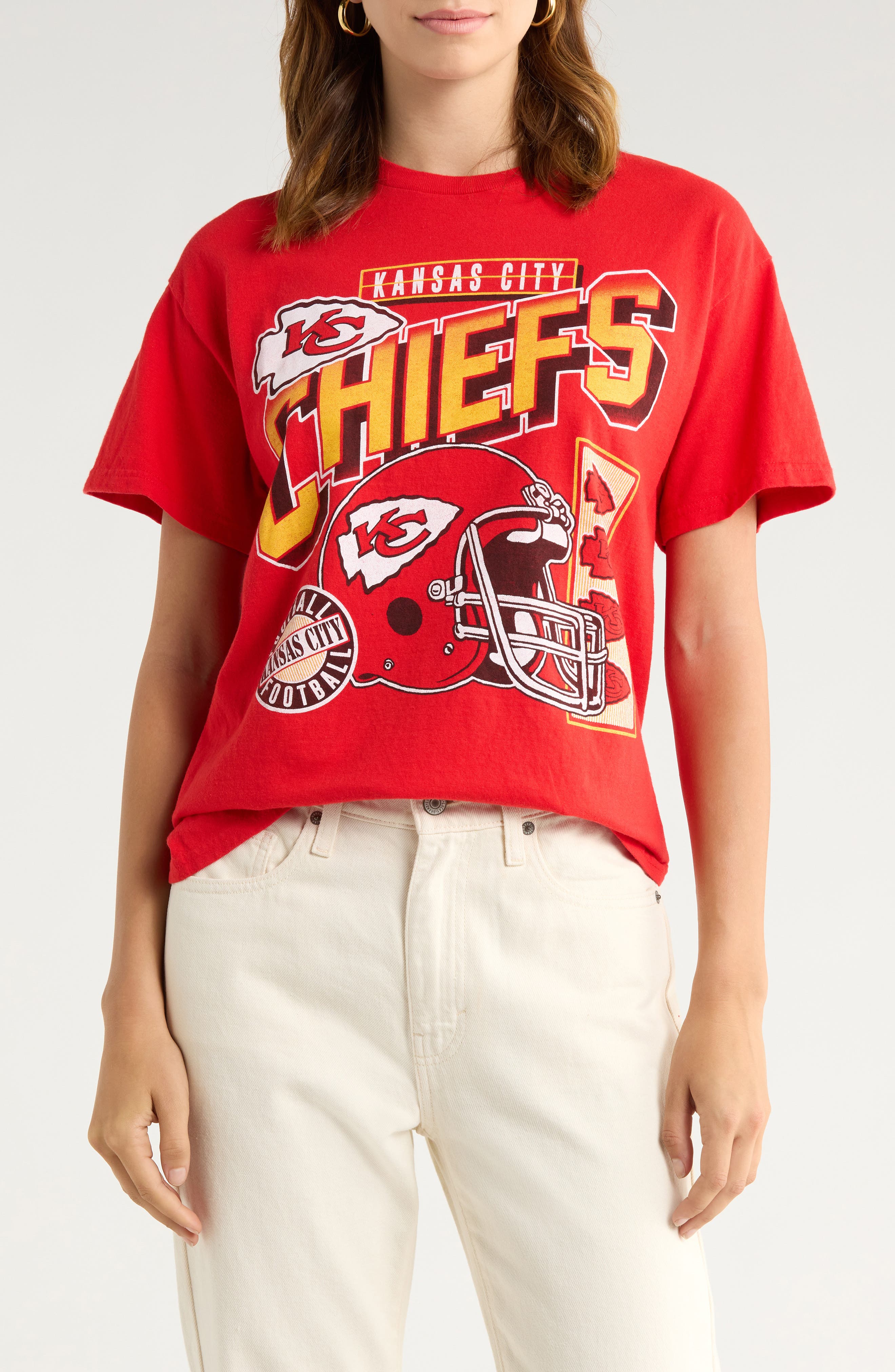 Junk Food Chiefs Checkdown Cotton Graphic T-Shirt