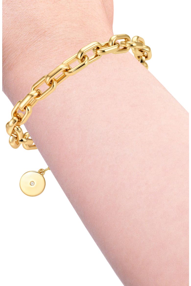 Paperclip Chain Disc Bracelet, Alternate, color, GOLD TONE