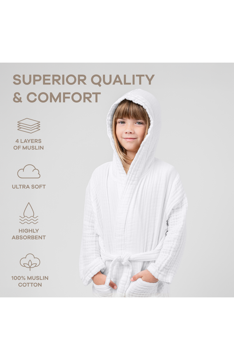 Comfy Cubs Muslin Bath Robe for Kids, Alternate, color, White