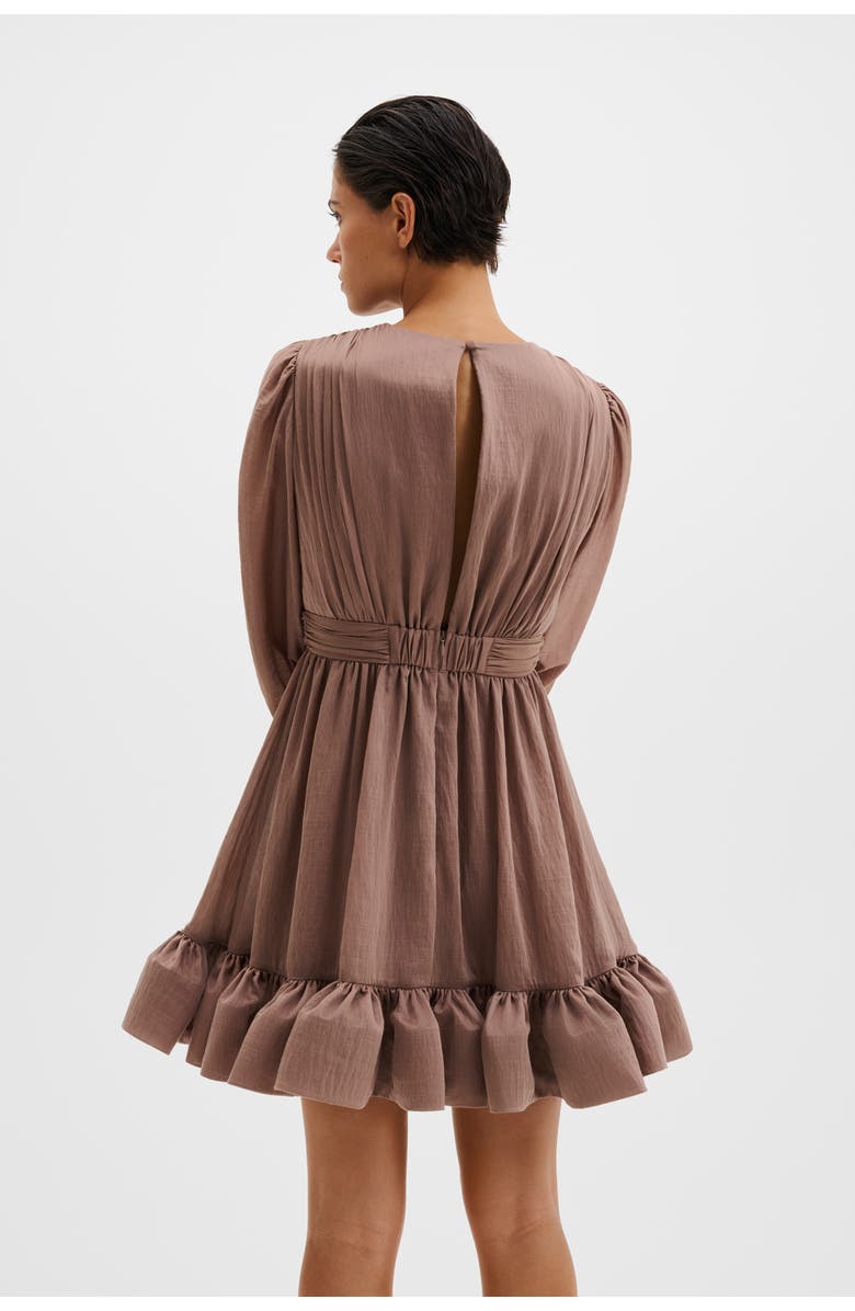 Malina Jadie V-neck Ruffled Mini Dress, Alternate, color, Taupe