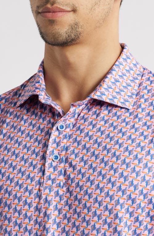 Johnston & Murphy Xc4® + Cool Degree™ Mini Martini Print Performance Golf Polo In Pink Multi