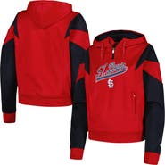 New Era Women's New Era Red St. Louis Cardinals Color Block Fleece Quarter-Zip Hoodie
