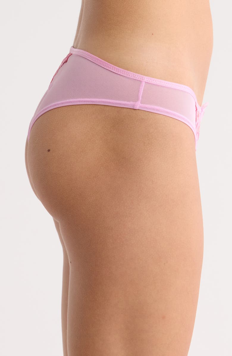 Hunkemöller Lillia Embroidered Mesh Brazilian Panties, Alternate, color, Pastel Lavender