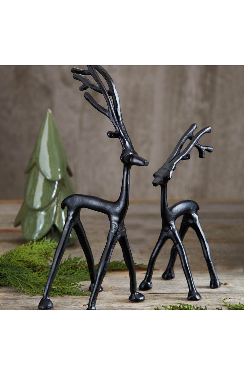 tag Small Cast Aluminum Reindeer Statue for Holiday Decor, Alternate, color, Black