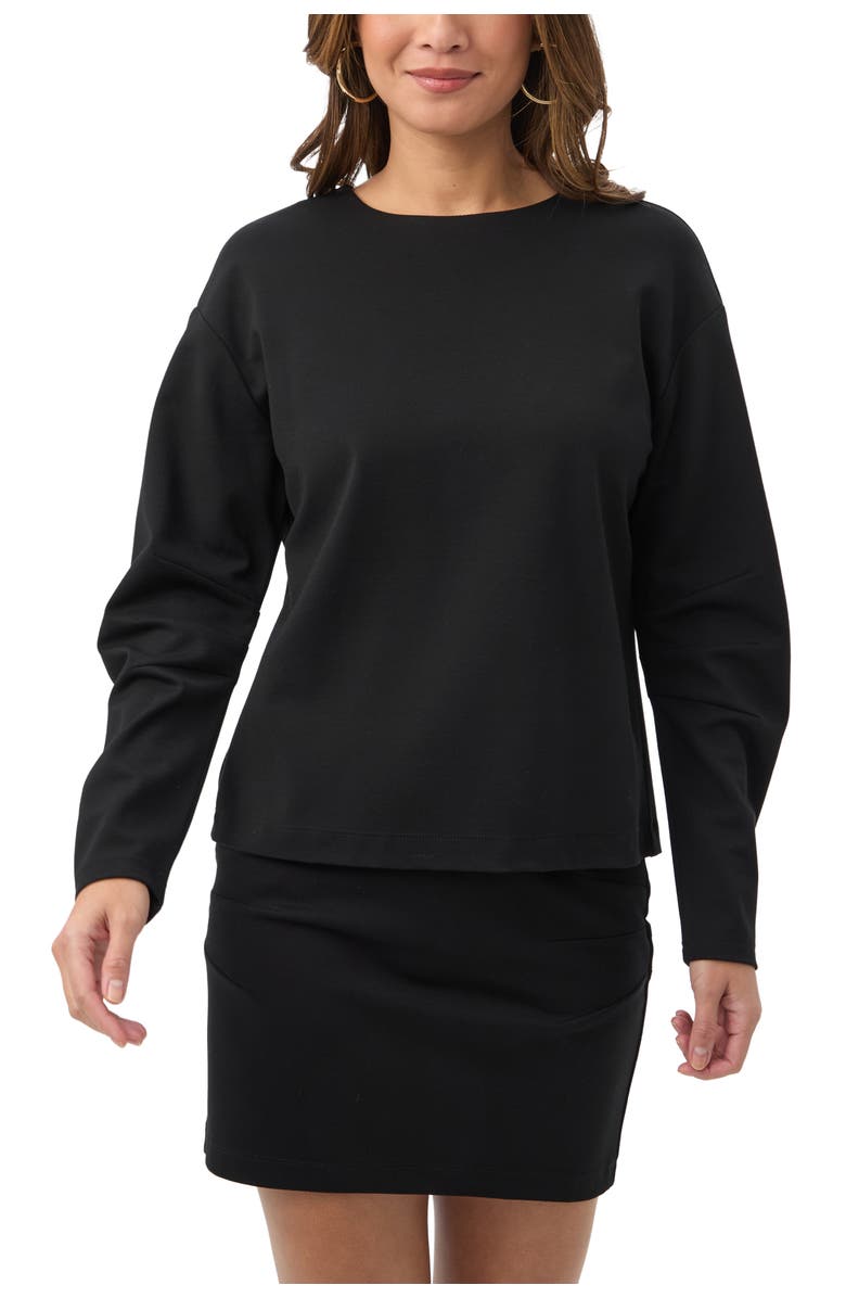 Trina Turk Savoy Long Sleeve Ponte Top, Main, color, Black