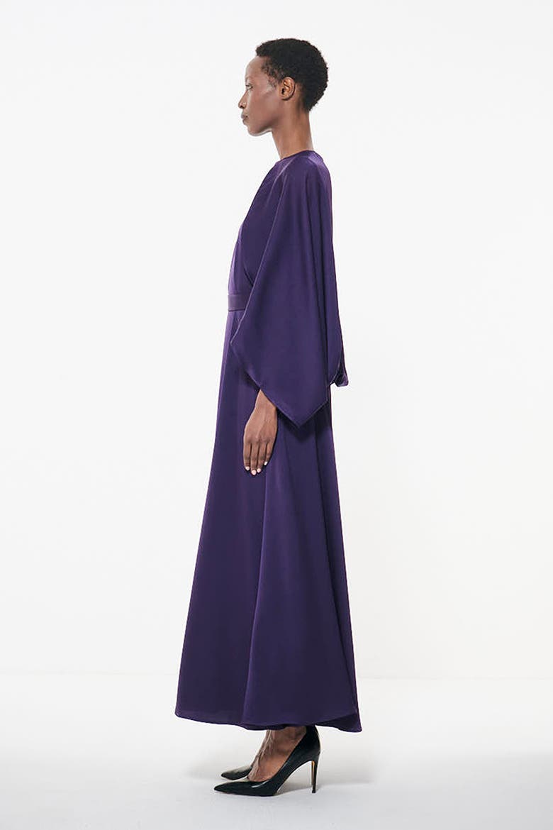 Cape Sleeve Belted Dress, Alternate, color, Dark Purple