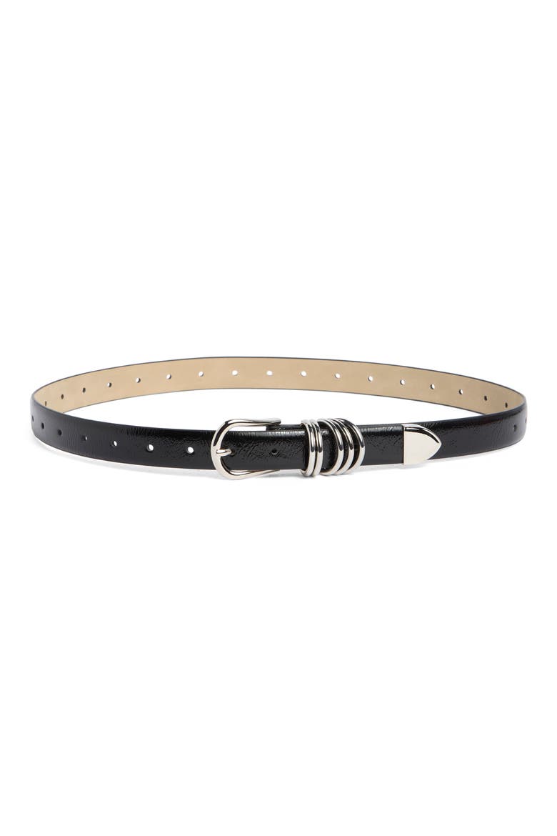 Faux Leather Belt, Main, color, BLACK SILVER