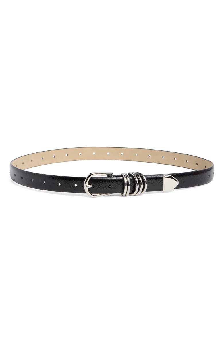 Vince Camuto Faux Leather Belt, Main, color, Black Silver