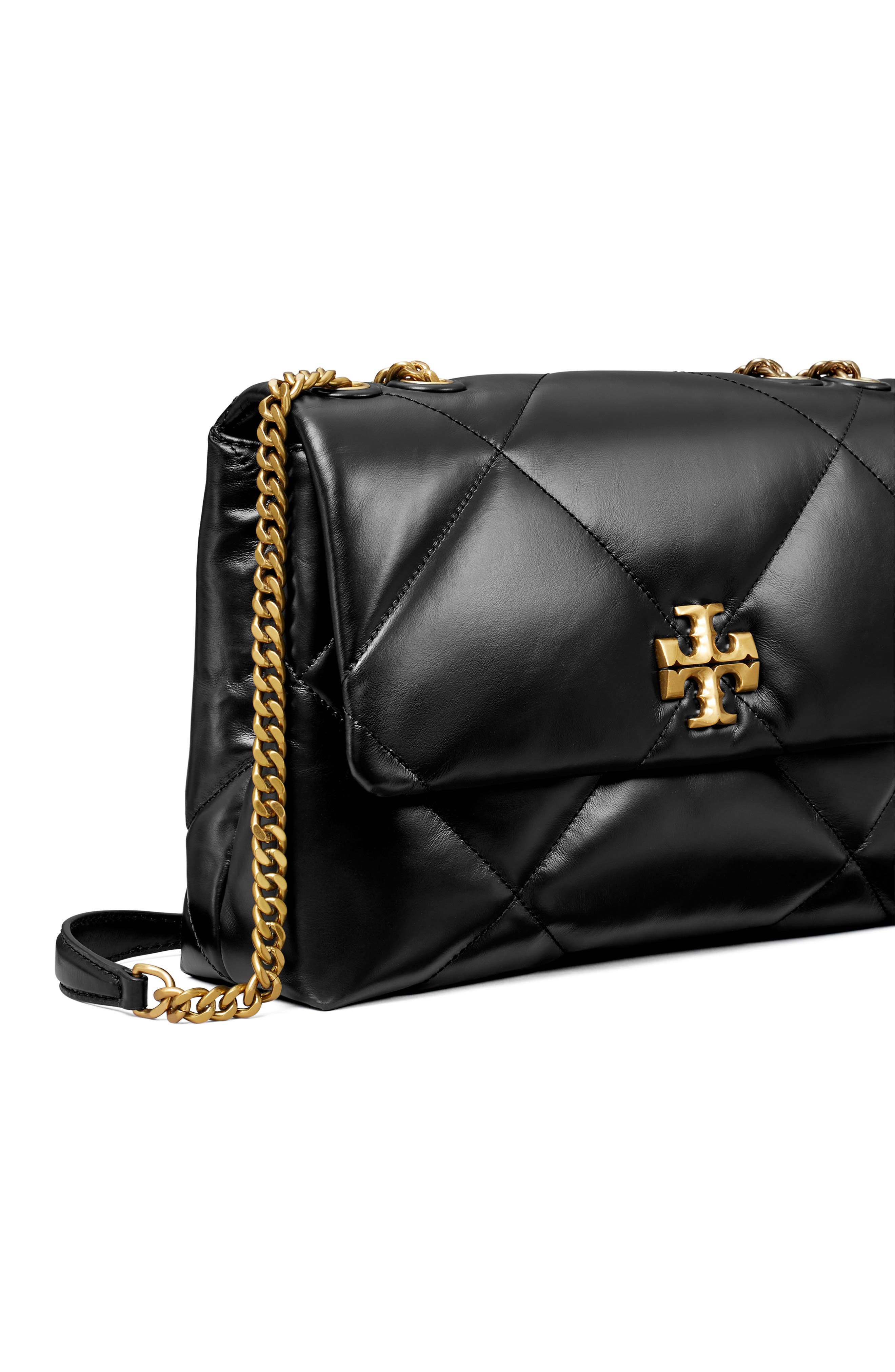 Tory Burch Kira Diamond Quilted Leather Convertible Shoulder Bag, Alternate, color, Black