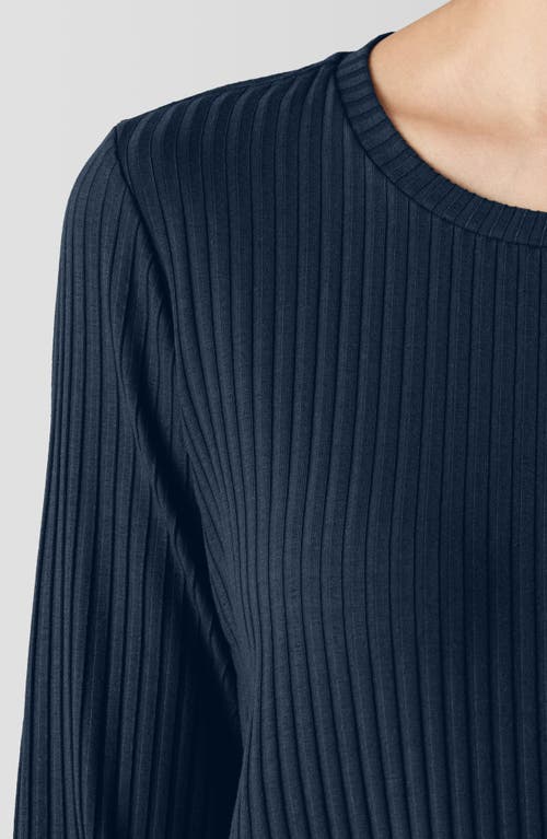 Eileen Fisher Long Sleeve Rib Dress In Deep Adriatic