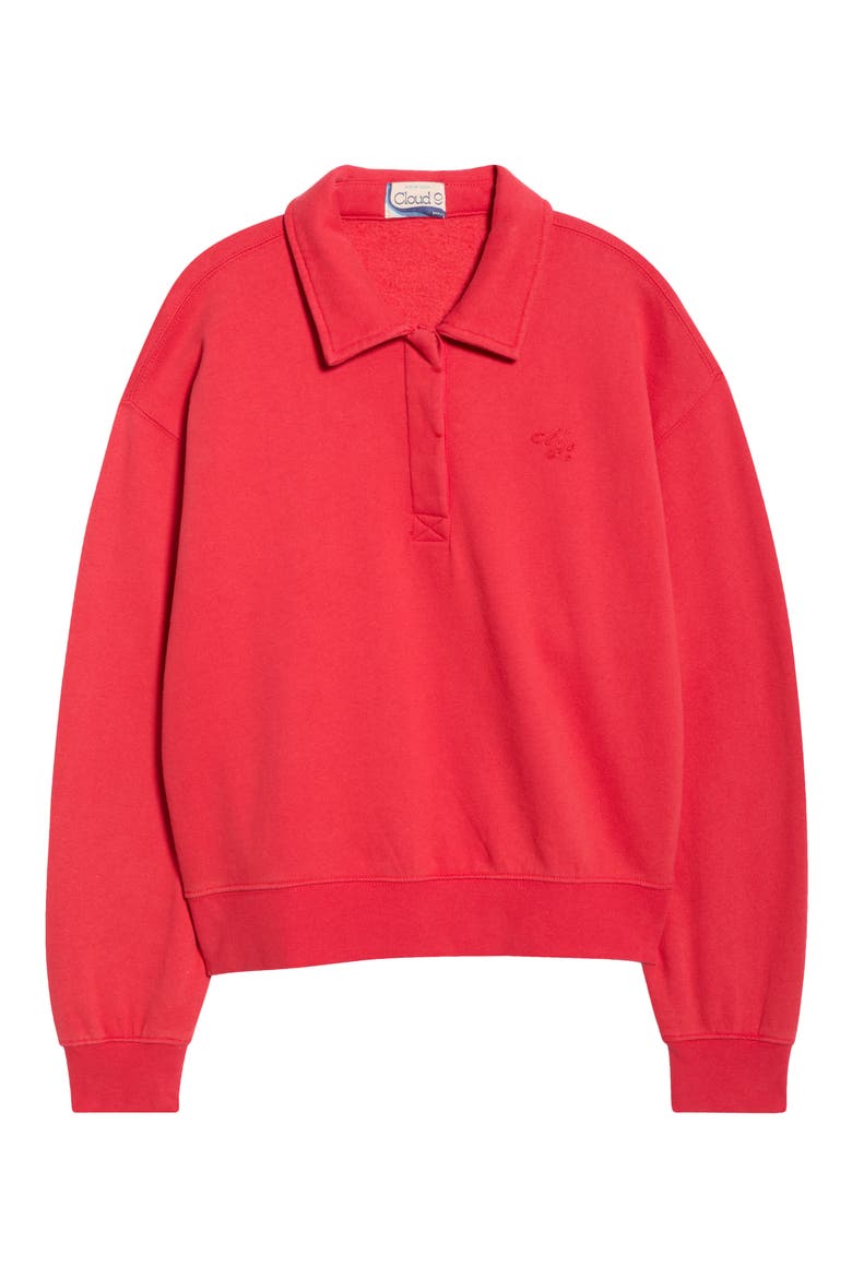 Cloud 9 Cotton Blend Fleece Polo Sweatshirt, Alternate, color, WASHED RED