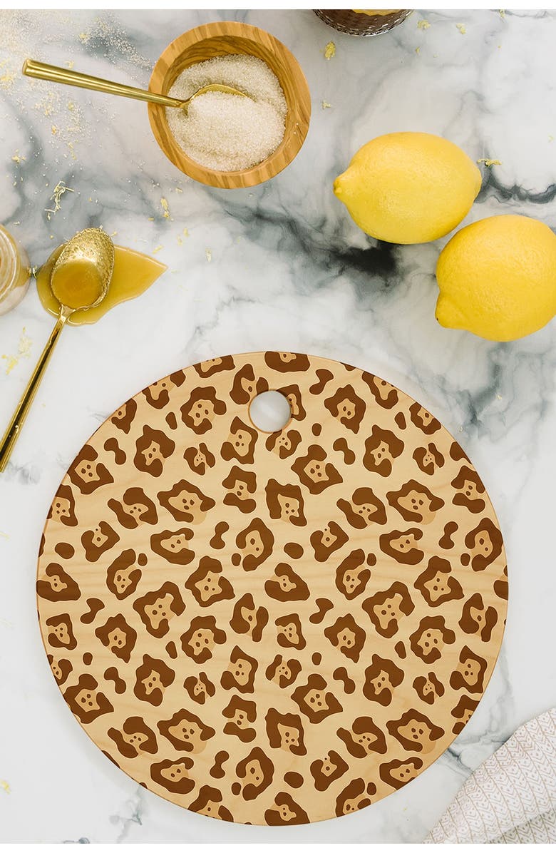 Deny Designs Avenie Jaguar Print Round Cutting Board, Alternate, color,
