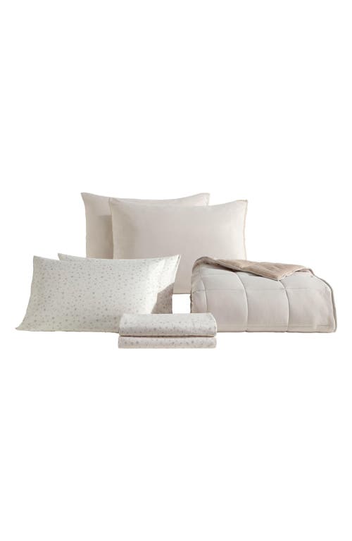 Calvin Klein Reversible Plush Washed Microfiber Comforter Bedding Set In Brown