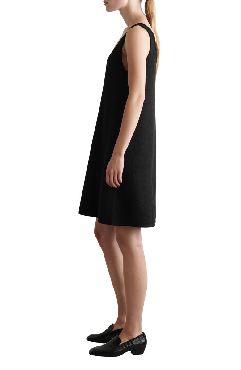 COS Boiled Merino Wool A-Line Dress, Alternate, color, Black Dark