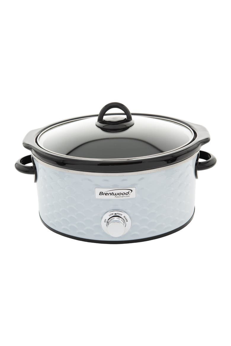 Scallop Pattern 4.5 Quart Slow Cooker, Main, color, White