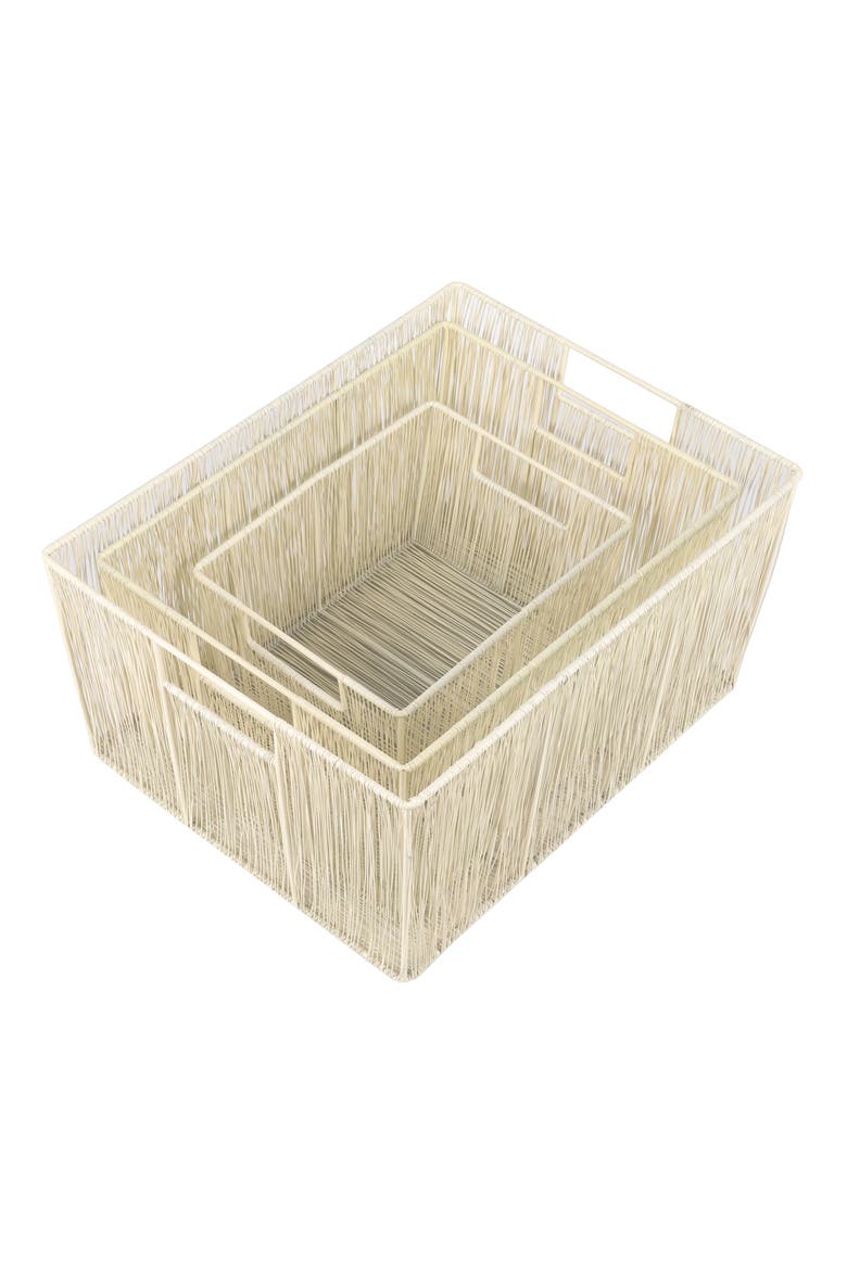 Sutton Modern Glam Handmade Wire Metal Nesting Storage Baskets, Alternate, color, Almond